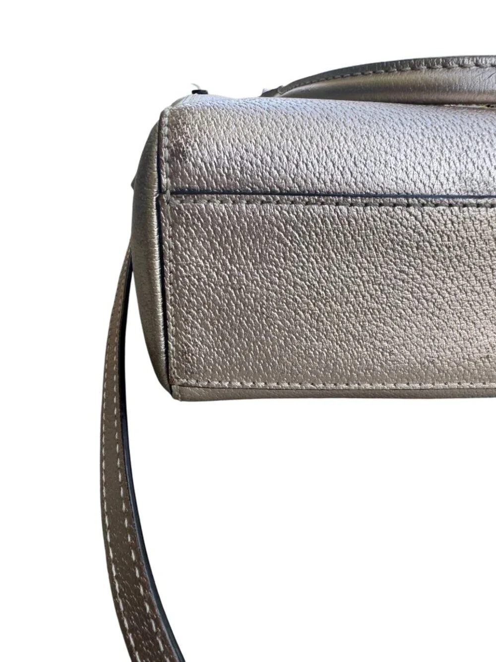 Kate Spade Gold Metallic Pebbled Leather Tote Satchel Crossbody Bag.